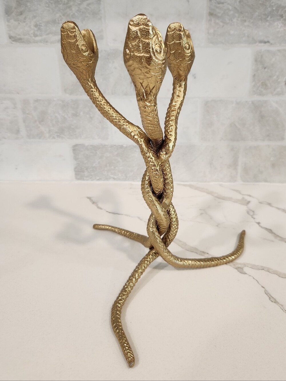 Threshold Snake Candelabra Taper Candle Holder Aluminum Gold Finish Halloween